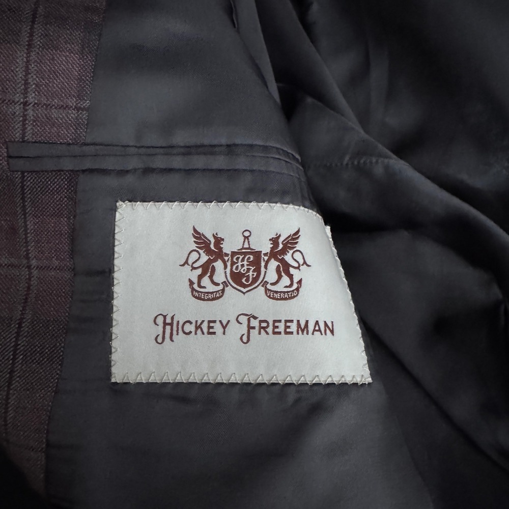 Hickey Freeman Blazer Mens 48R Purple Plaid Wool Two Button Milburn II Jacket - Picture 4 of 6